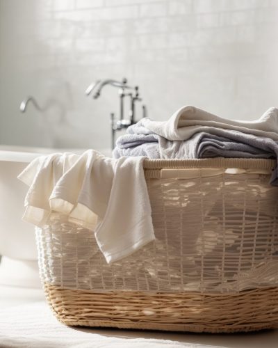 serenity cleanliness basket fresh laundry amidst tranquil ambiance scaled